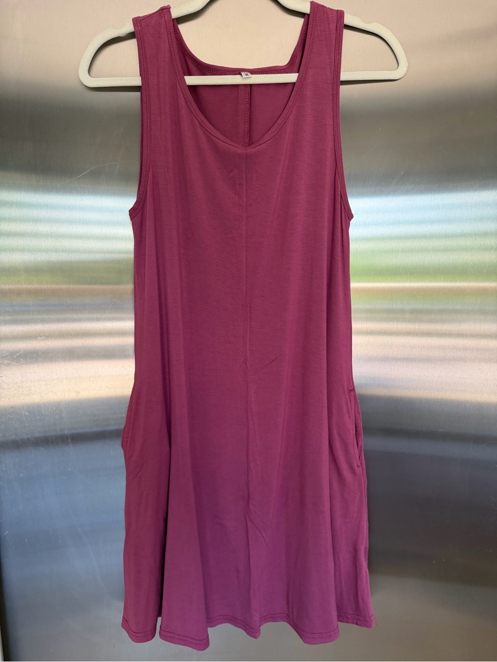 Sleeveless Pocket Swing Dress in Raspberry w/ pockets